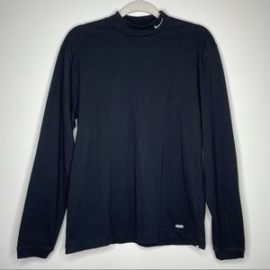 Nike Teams VTG Black Mock Neck Long Sleeve Base Layer Training Shirt Vintage 90s